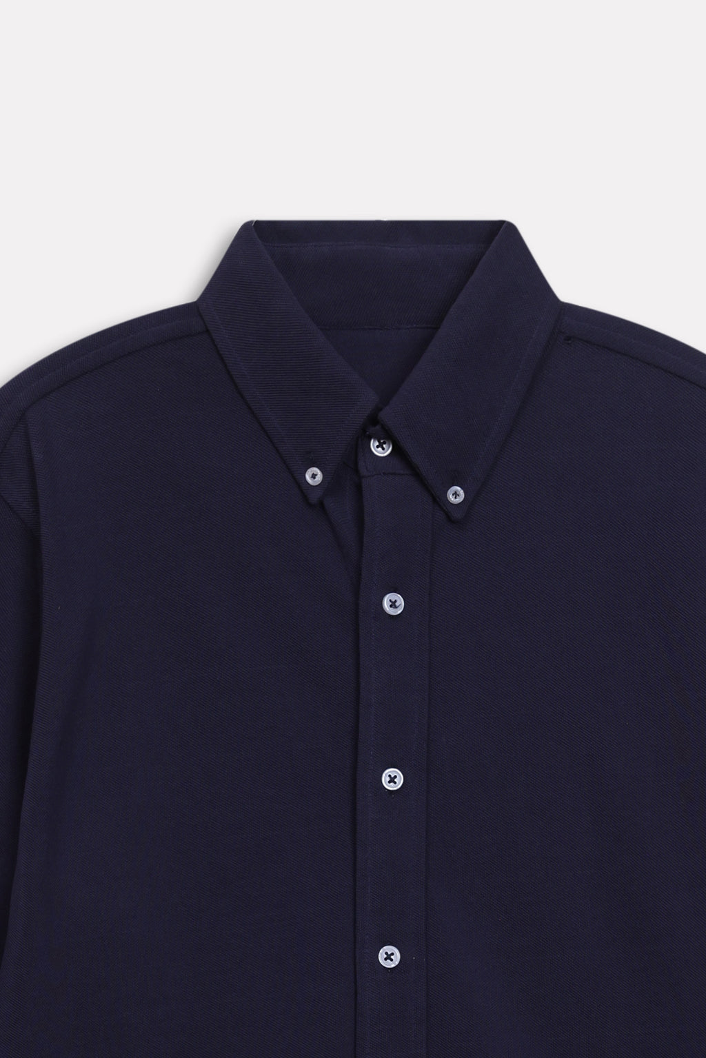 Additional view of the navy regular fit pique shirt, by SOLA Pakistan.