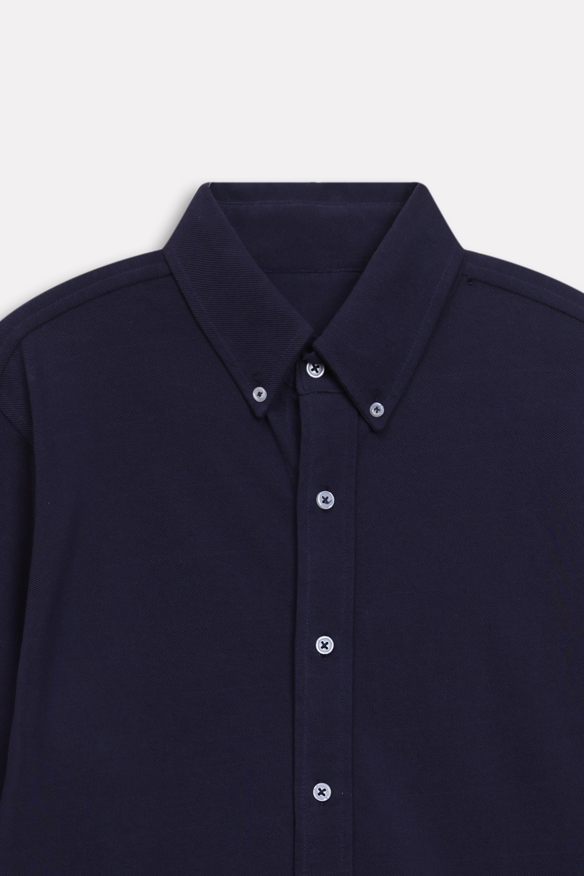 Additional view of the navy regular fit pique shirt, by SOLA Pakistan.