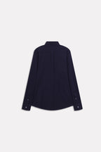 Additional view of the navy regular fit pique shirt, by SOLA Pakistan.