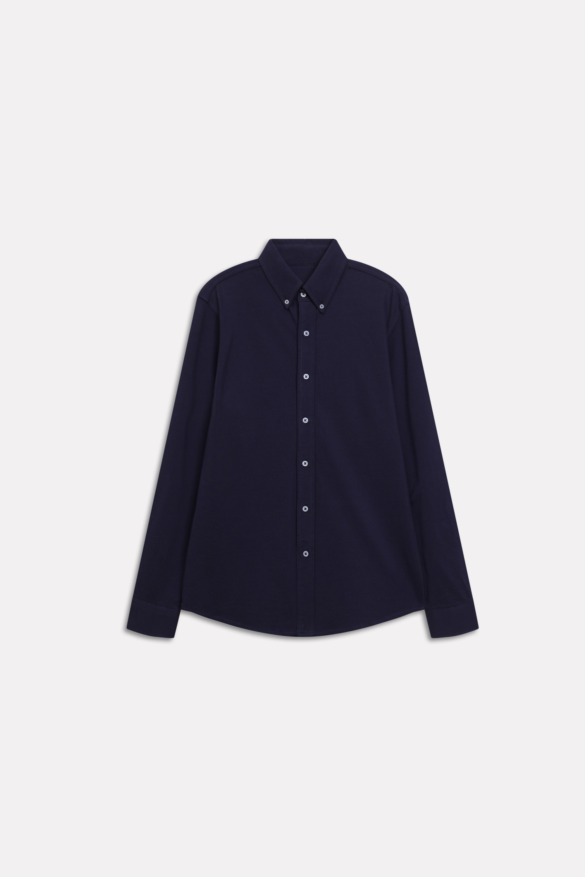 Texture and fabric detail, navy regular fit pique shirt, by SOLA Pakistan.
