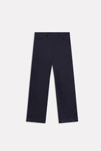 Navy straight fit cotton trouser, alternate angle, by SOLA Pakistan.