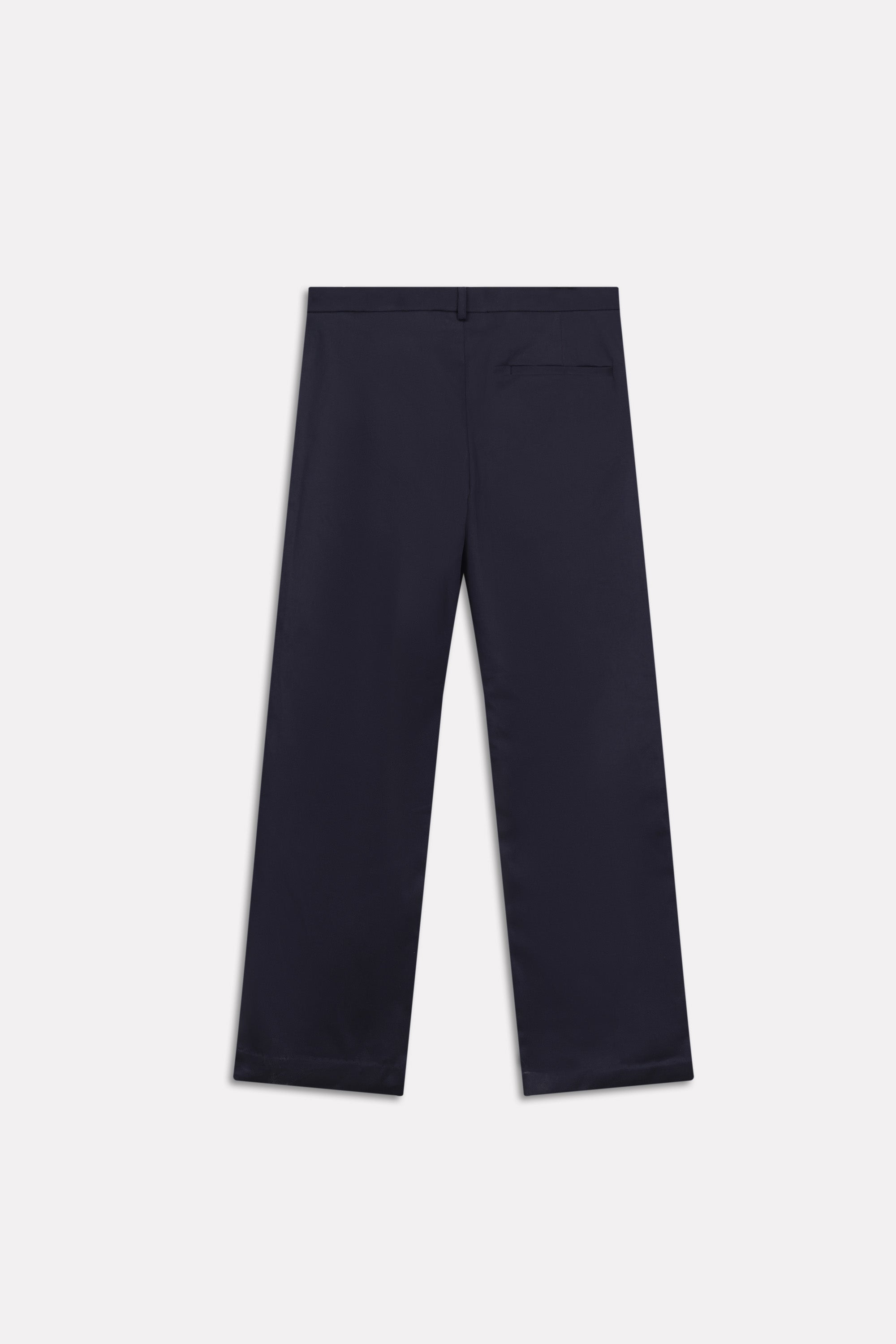 Flat lay of the navy straight fit cotton trouser, by SOLA Pakistan.
