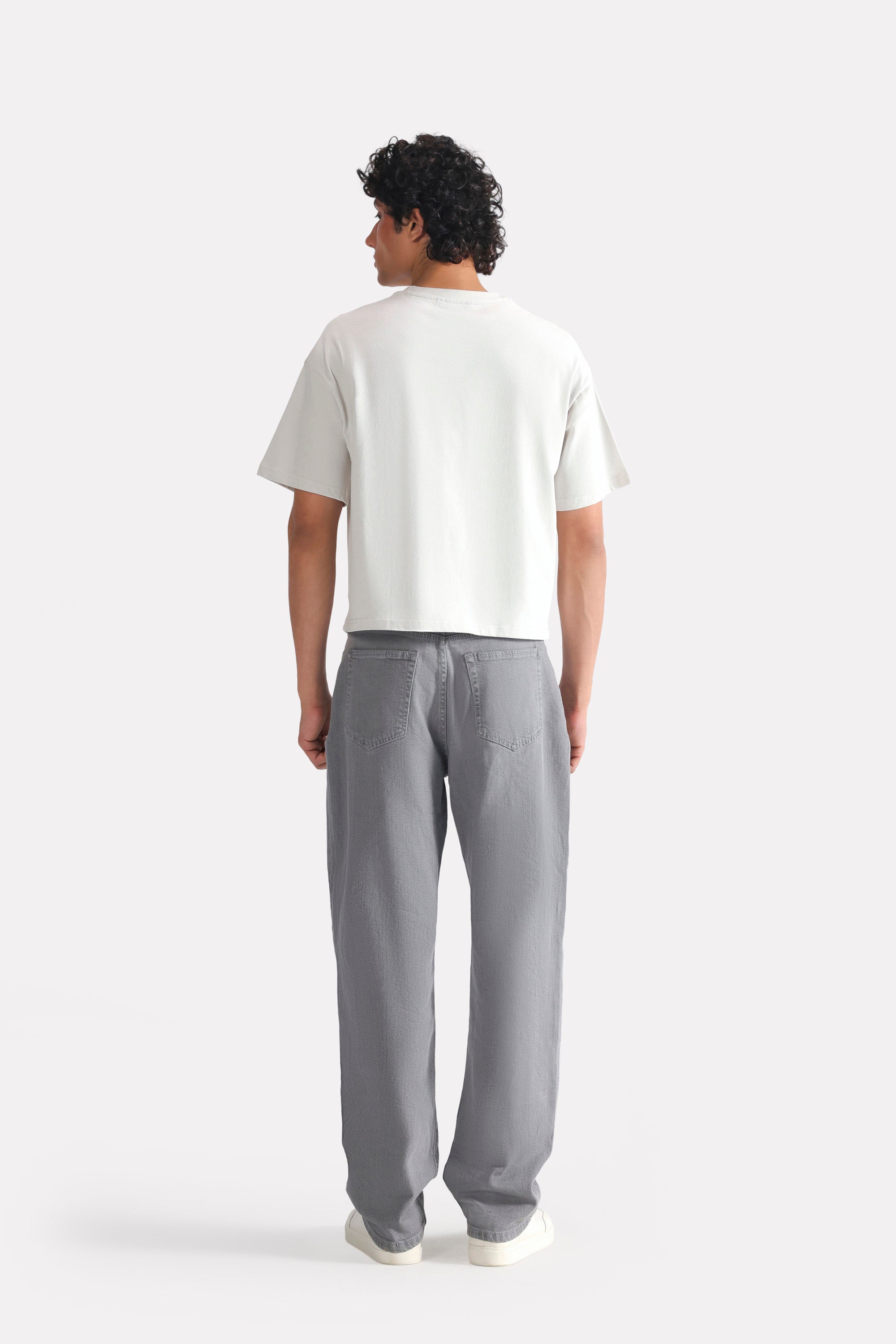 Additional view of the off-white (cloud dancer) drop shoulder cotton t-shirt, by SOLA Pakistan.