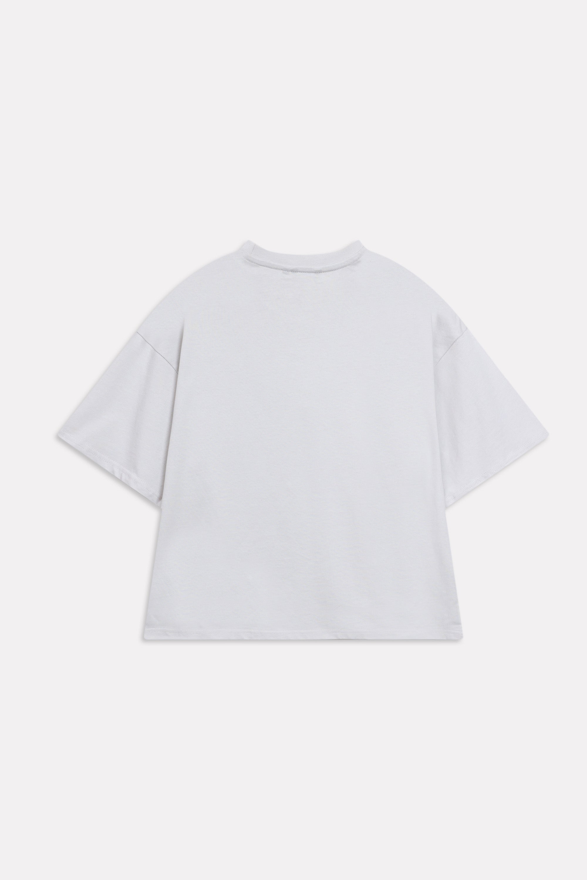 Texture and fabric detail, off-white (cloud dancer) drop shoulder cotton t-shirt, by SOLA Pakistan.
