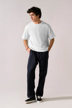 Off-white (cloud dancer) heavy weight cropped t-shirt, full styled look, by SOLA Pakistan.