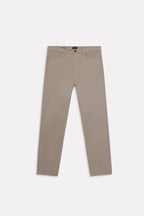 Texture and fabric detail, olive green (autumn green) garment-dyed casual trouser, by SOLA Pakistan.