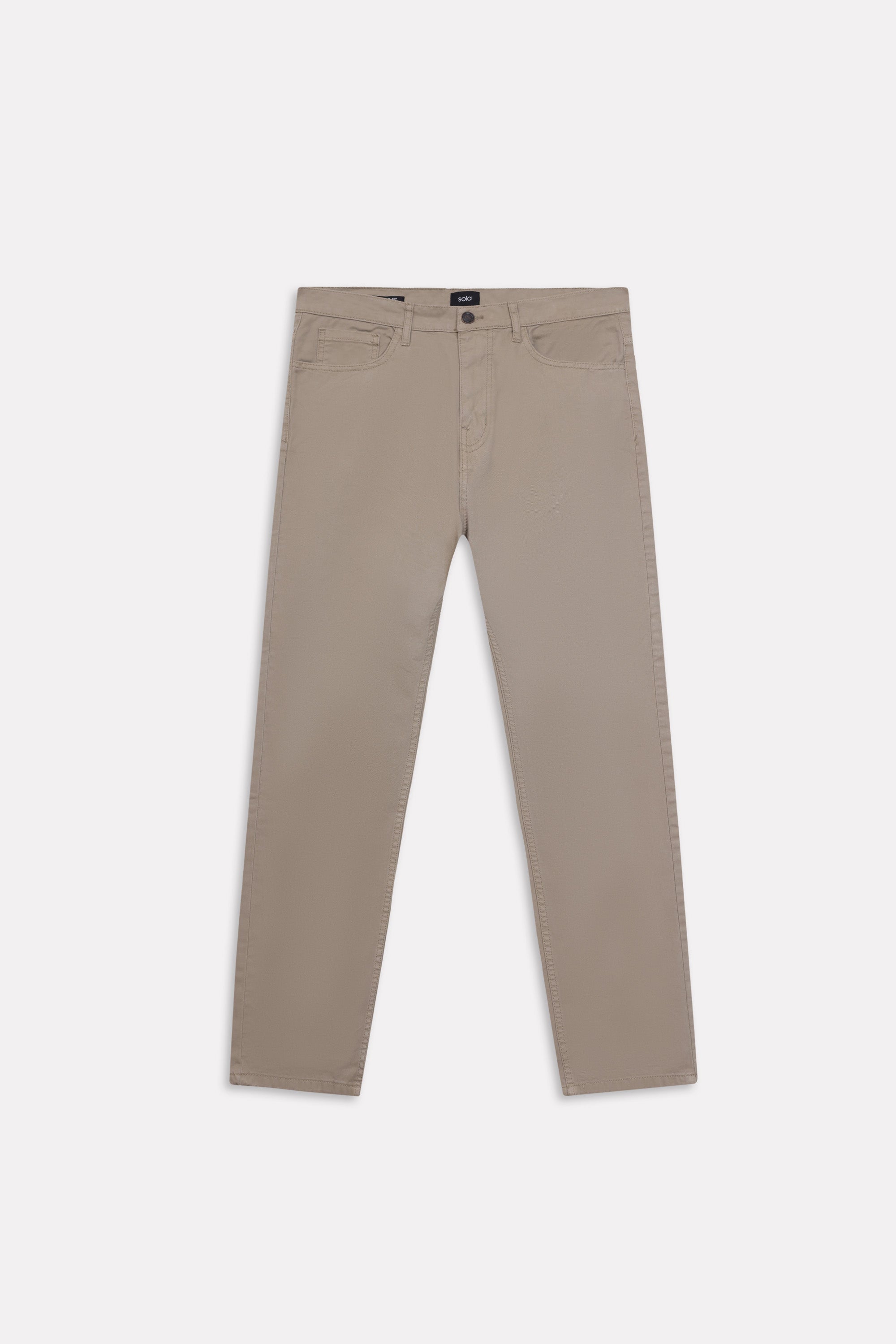 Texture and fabric detail, olive green (autumn green) garment-dyed casual trouser, by SOLA Pakistan.