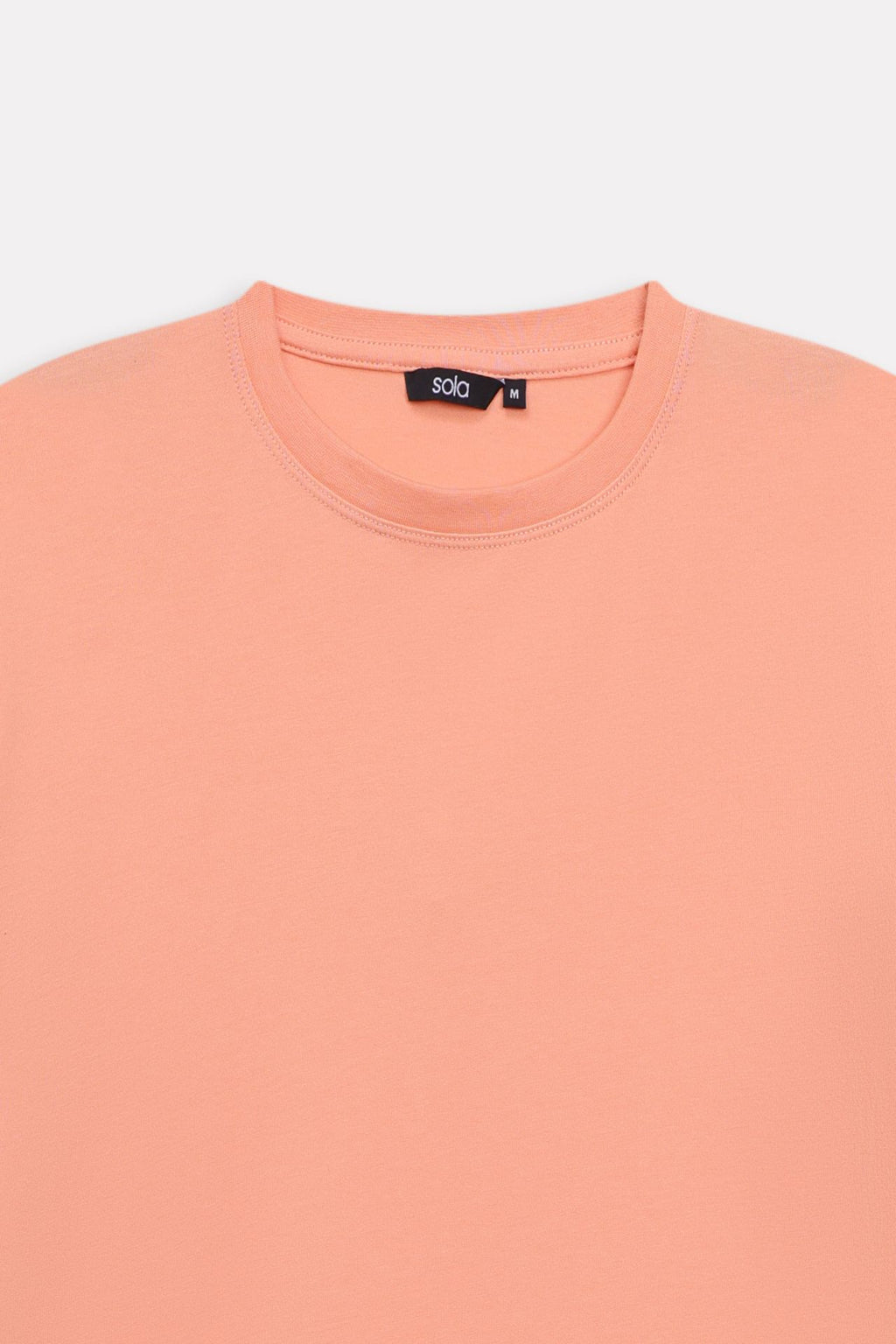 Additional view of the peach (apricot) regular fit crew neck t-shirt, by SOLA Pakistan.