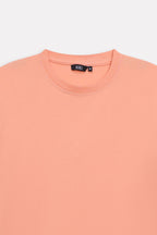 Additional view of the peach (apricot) regular fit crew neck t-shirt, by SOLA Pakistan.