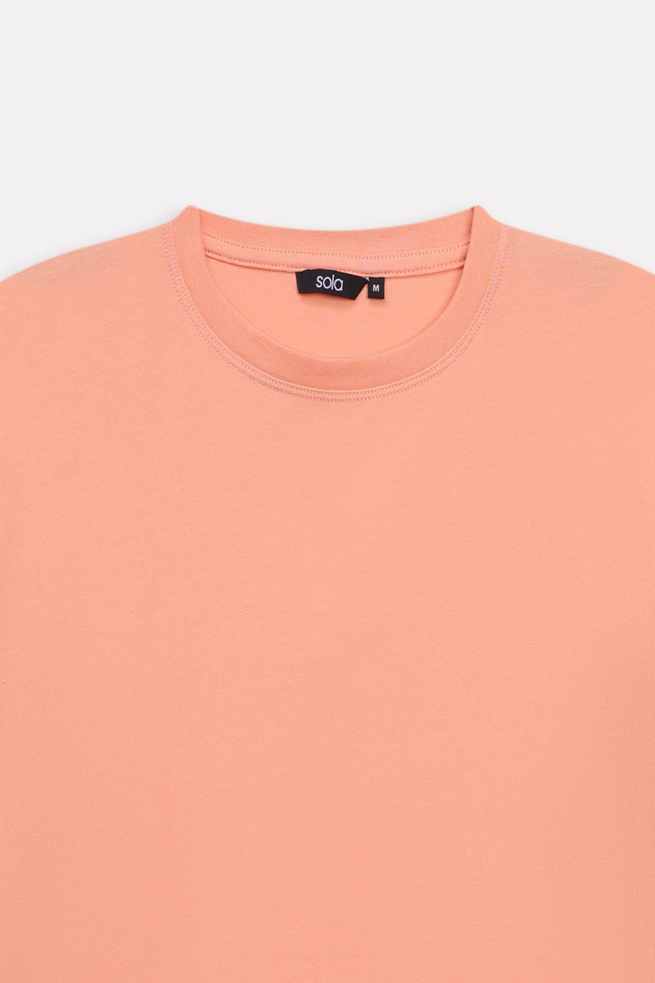 Additional view of the peach (apricot) regular fit crew neck t-shirt, by SOLA Pakistan.