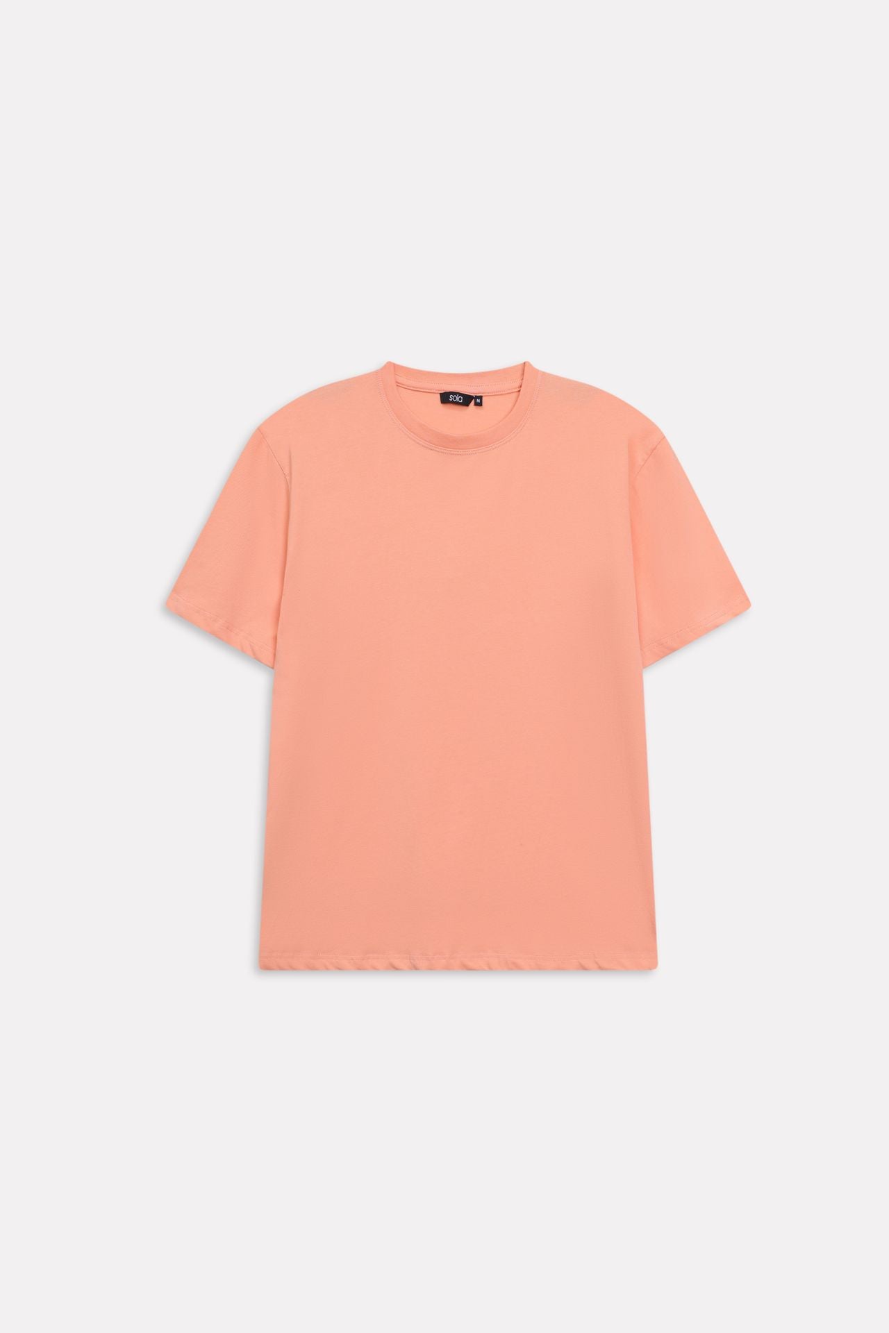 Peach (apricot) regular fit crew neck t-shirt, alternate angle, by SOLA Pakistan.