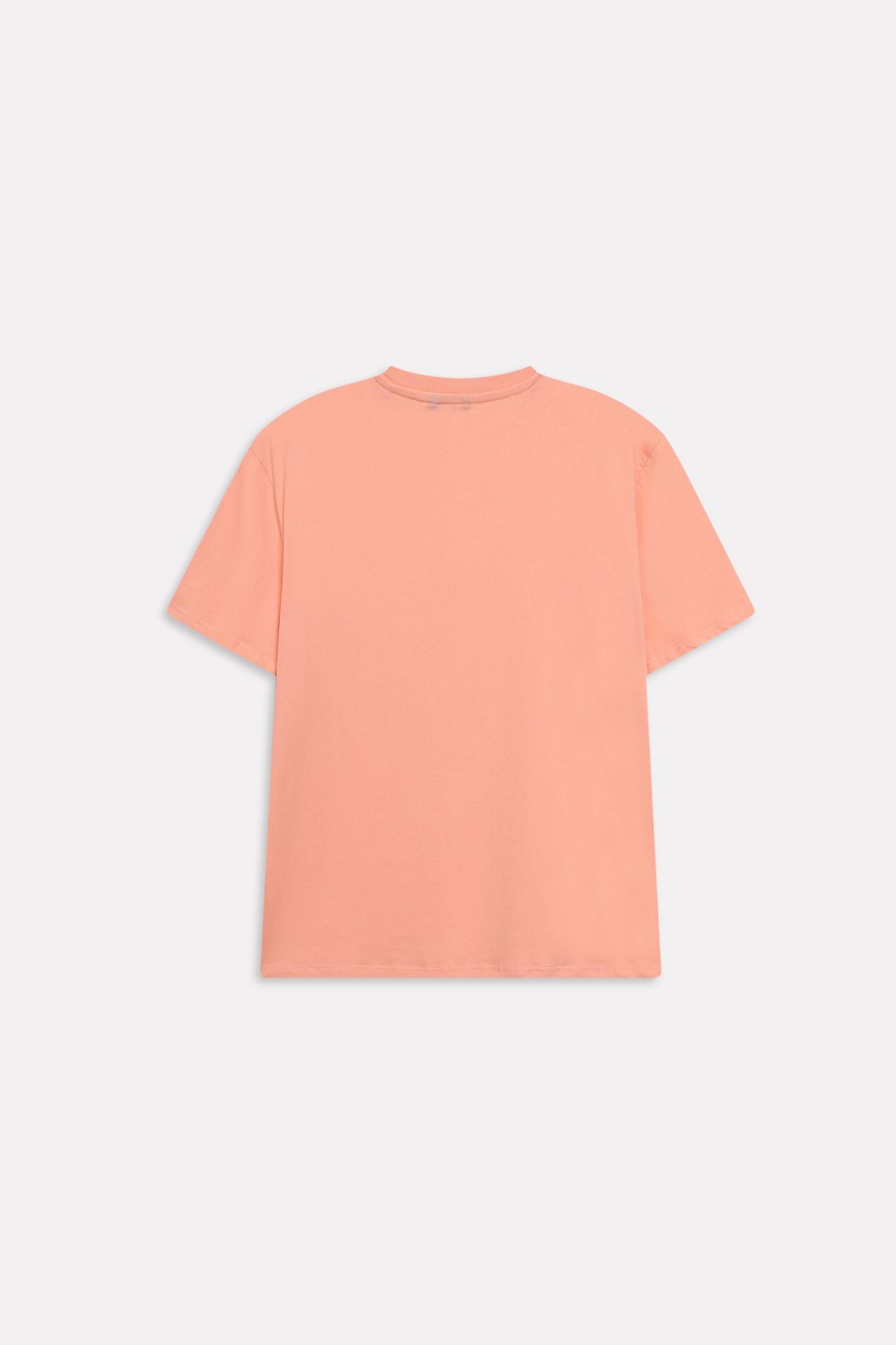 Texture and fabric detail, peach (apricot) regular fit crew neck t-shirt, by SOLA Pakistan.