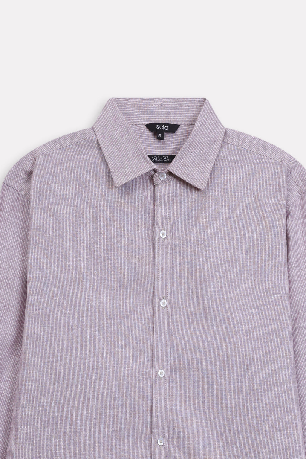 Additional view of the red cherry stripe relaxed fit striped shirt, by SOLA Pakistan.