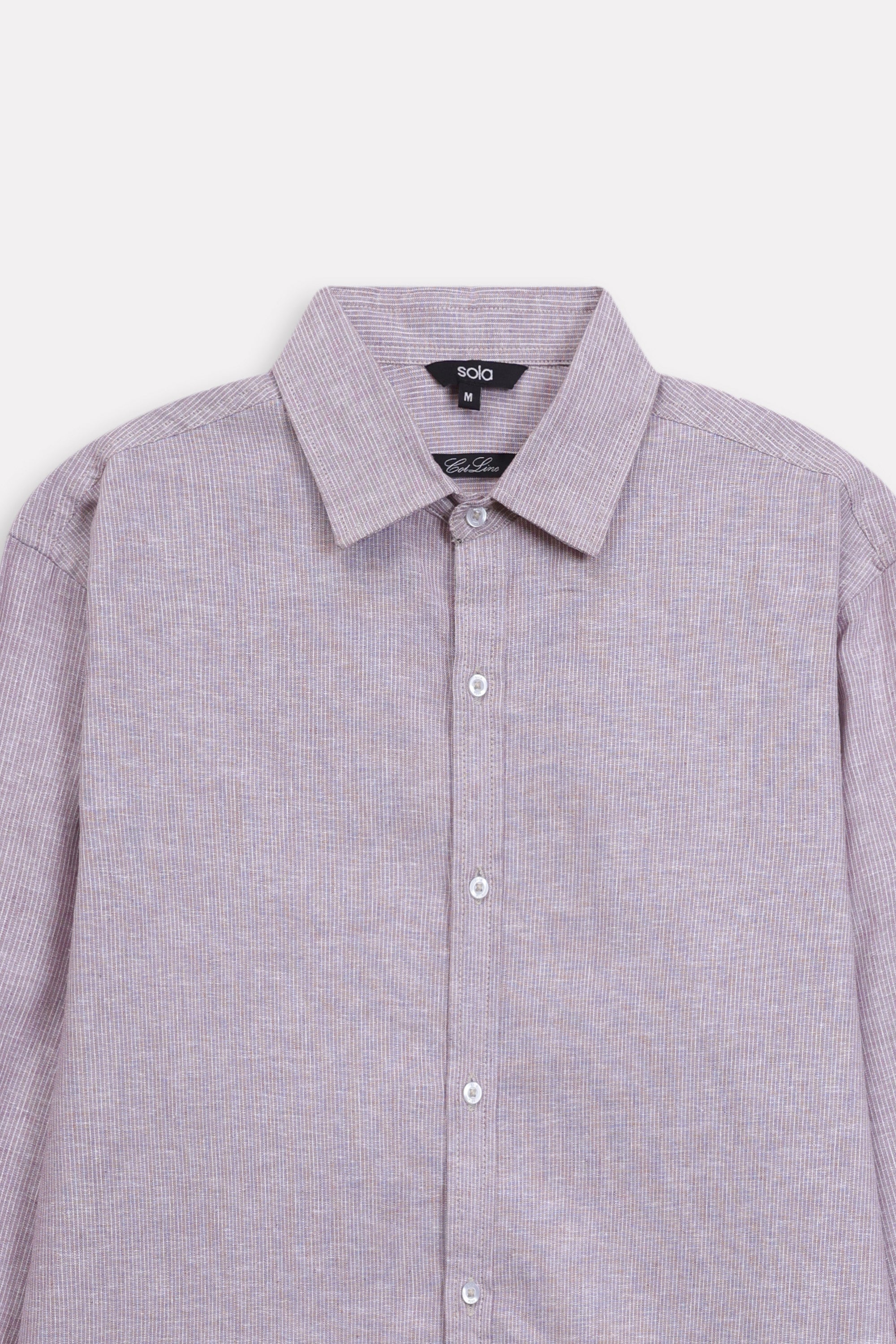 Additional view of the red cherry stripe relaxed fit striped shirt, by SOLA Pakistan.