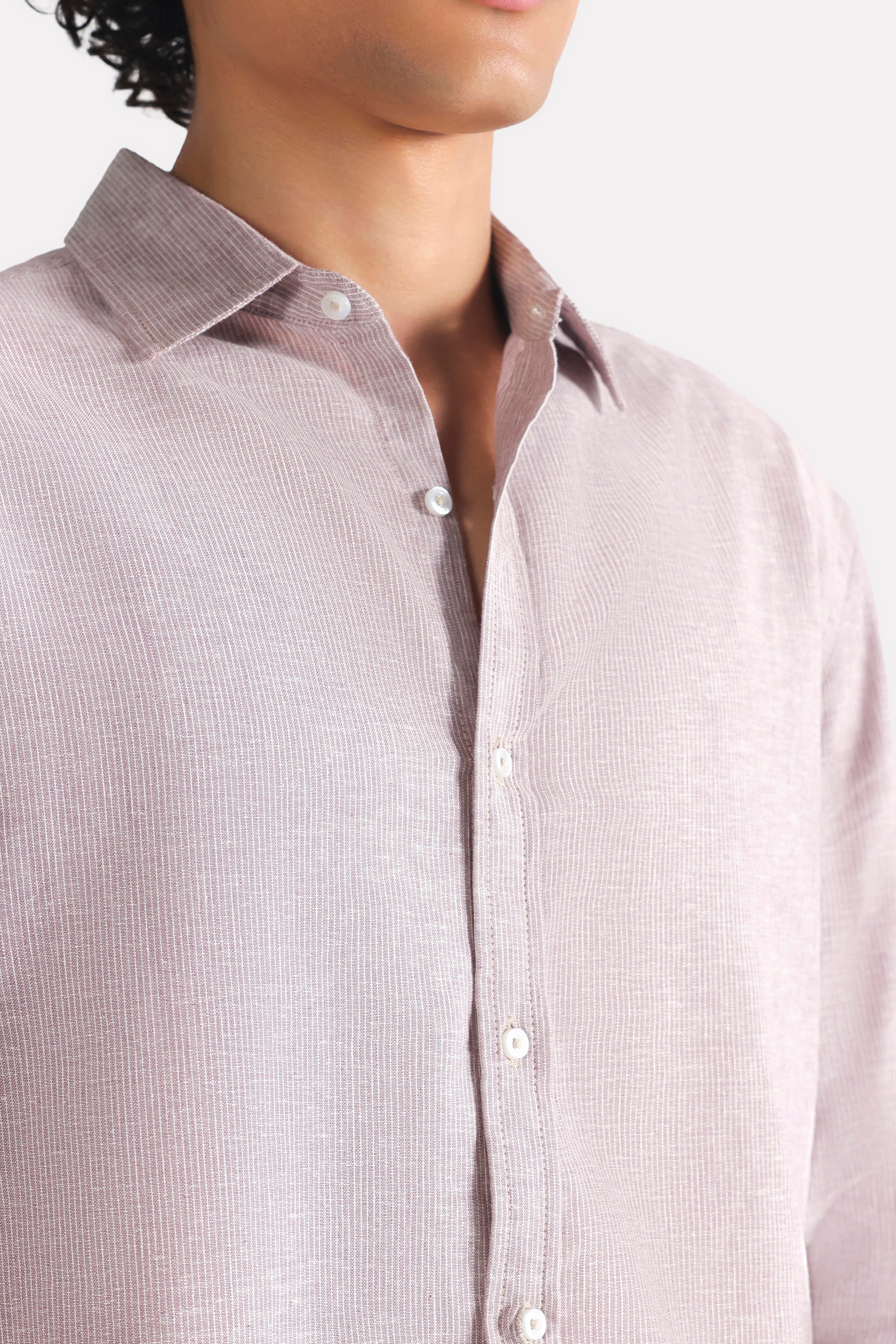 Flat lay of the red cherry stripe relaxed fit striped shirt, by SOLA Pakistan.