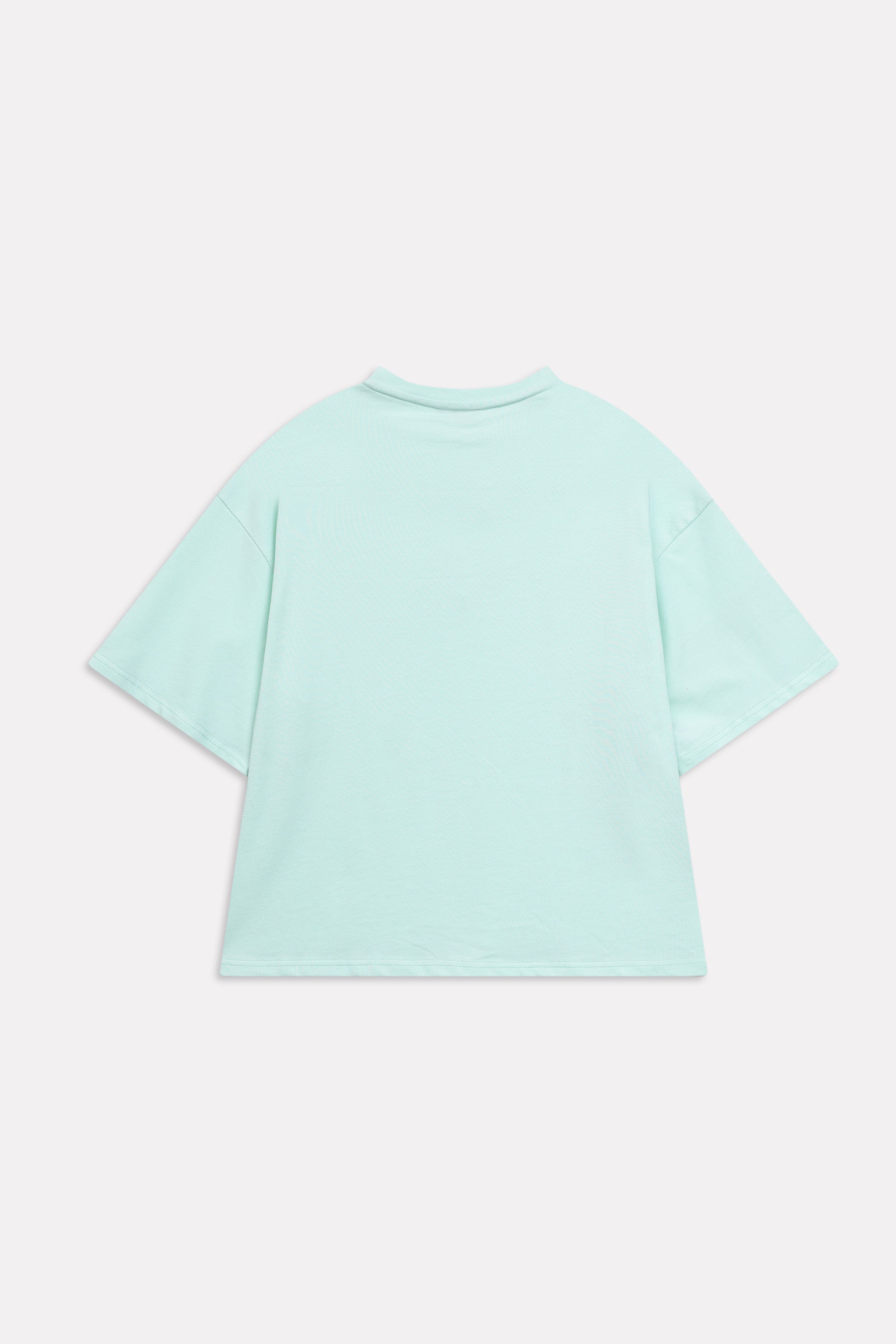 Additional view of the turquoise (tourquies) drop shoulder cotton t-shirt, by SOLA Pakistan.