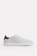 White leather trainers-detailed heel, by SOLA Pakistan.