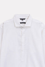 Additional view of the white pop over half-placket shirt, by SOLA Pakistan.