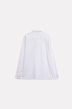 Additional view of the white pop over half-placket shirt, by SOLA Pakistan.