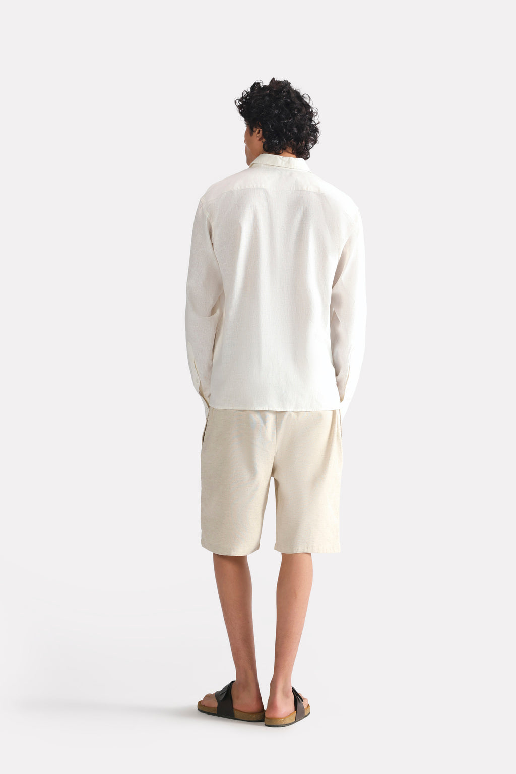 White pop over half-placket shirt, alternate angle, by SOLA Pakistan.