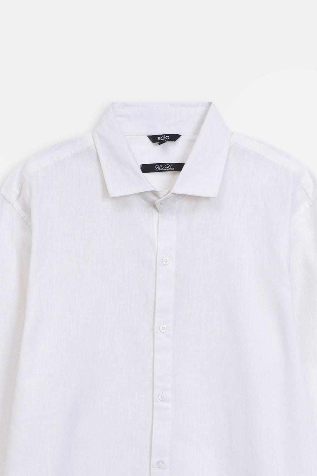 Additional view of the white premium cotline shirt, by SOLA Pakistan.