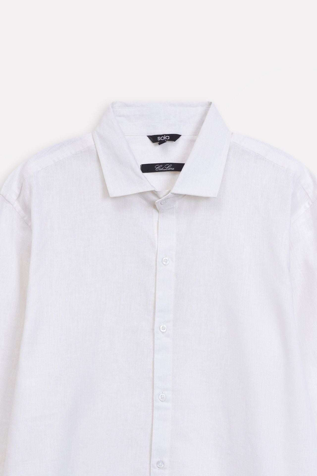 Additional view of the white premium cotline shirt, by SOLA Pakistan.