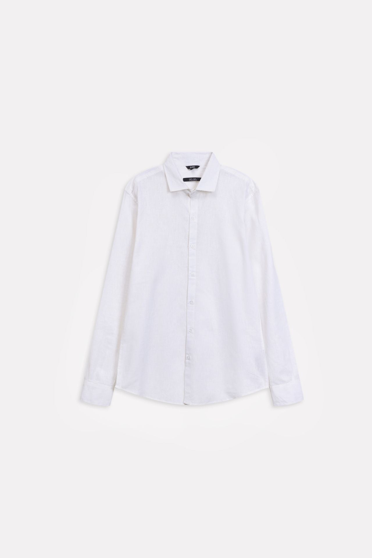 White premium cotline shirt, alternate angle, by SOLA Pakistan.