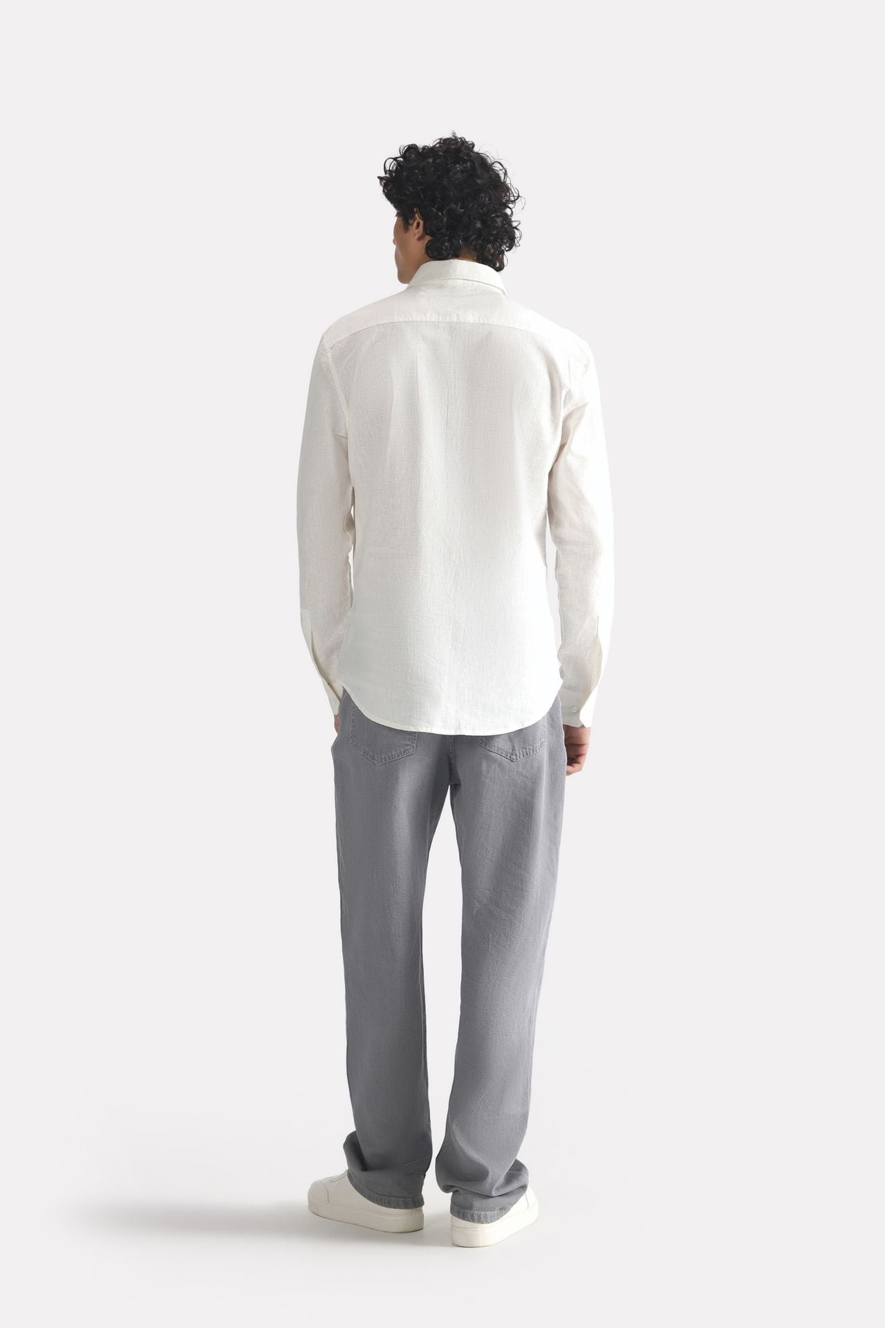 Flat lay of the white premium cotline shirt, by SOLA Pakistan.