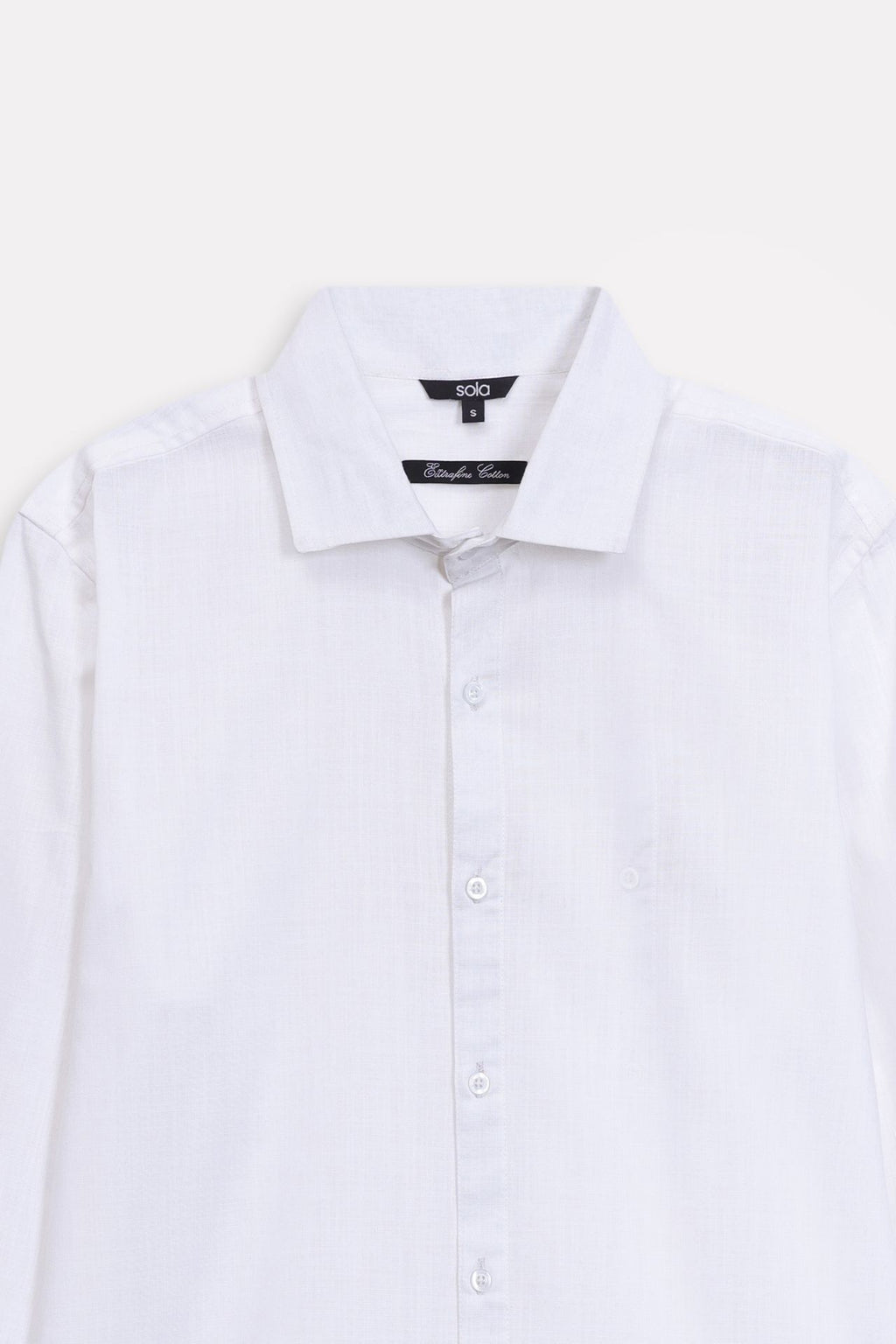 Additional view of the white regular fit cotton shirt, by SOLA Pakistan.