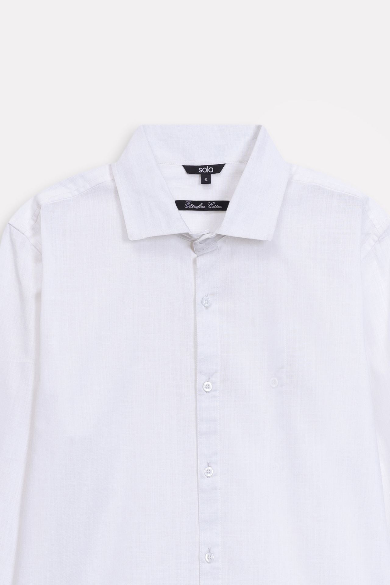 Additional view of the white regular fit cotton shirt, by SOLA Pakistan.