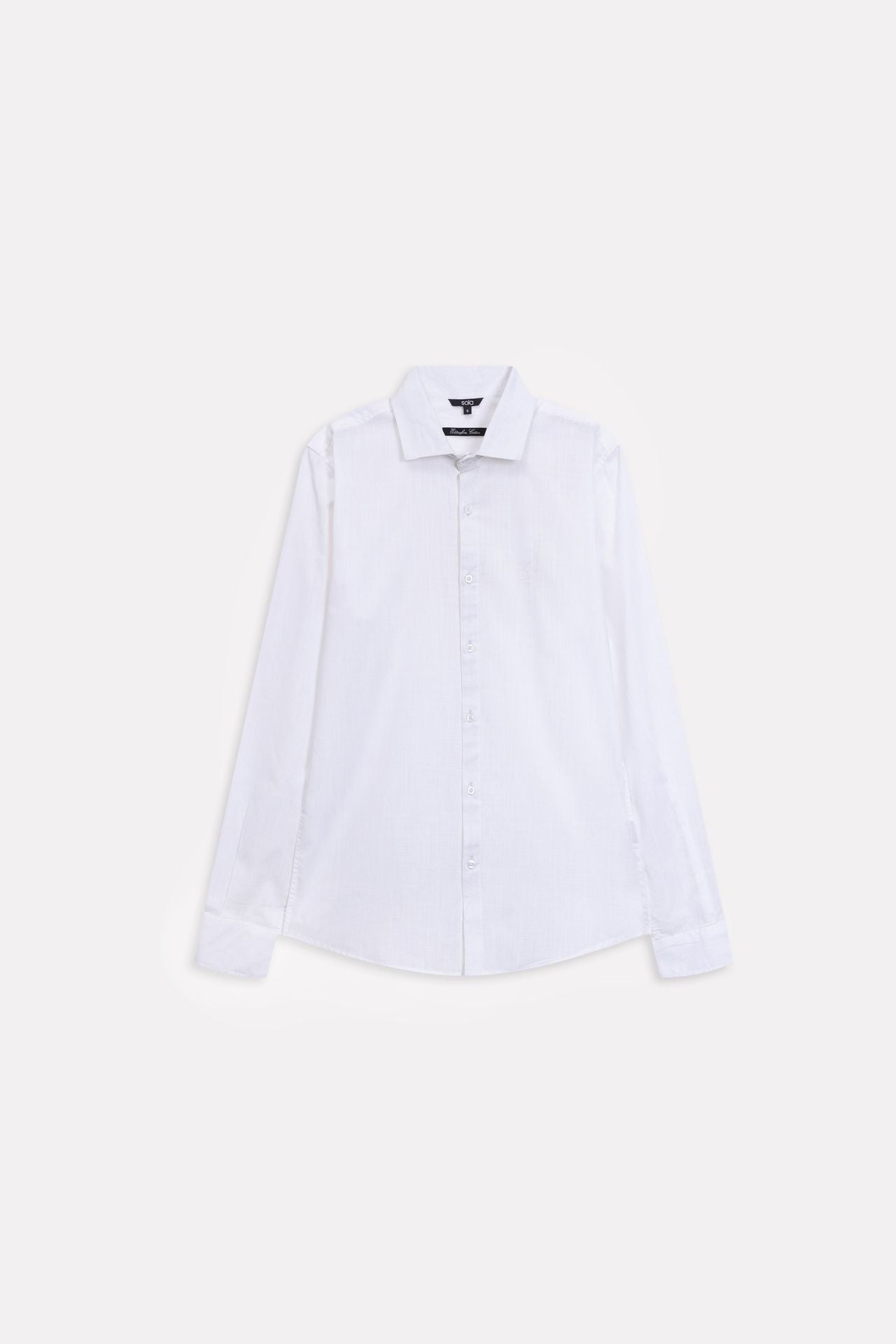 White regular fit cotton shirt, alternate angle, by SOLA Pakistan.