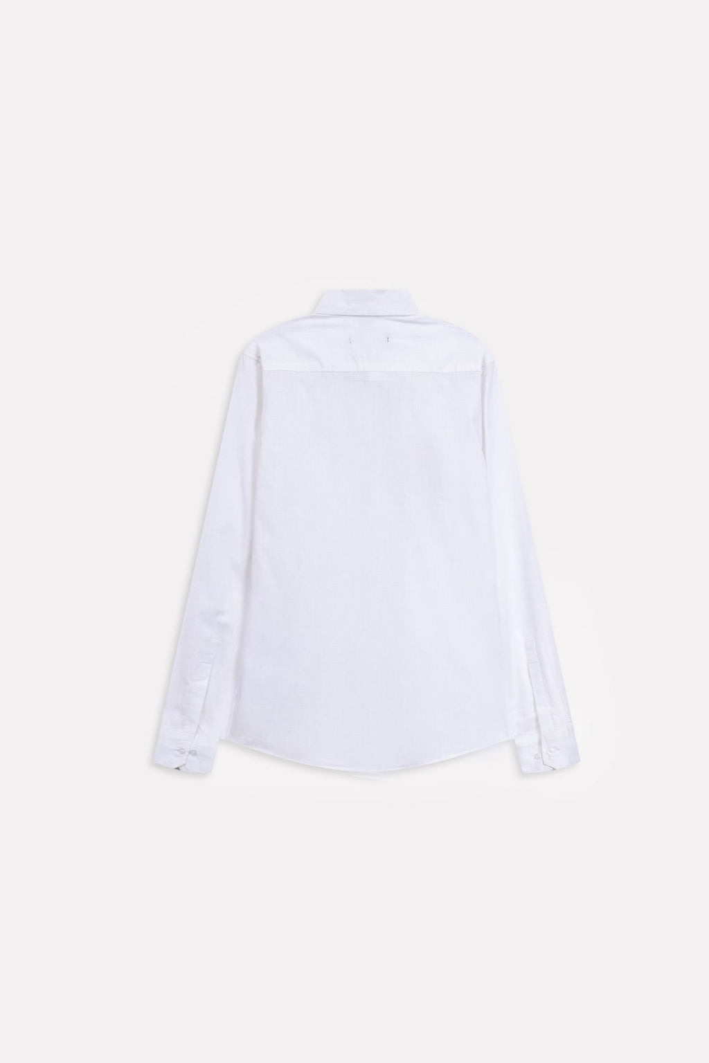 Texture and fabric detail, white regular fit cotton shirt, by SOLA Pakistan.