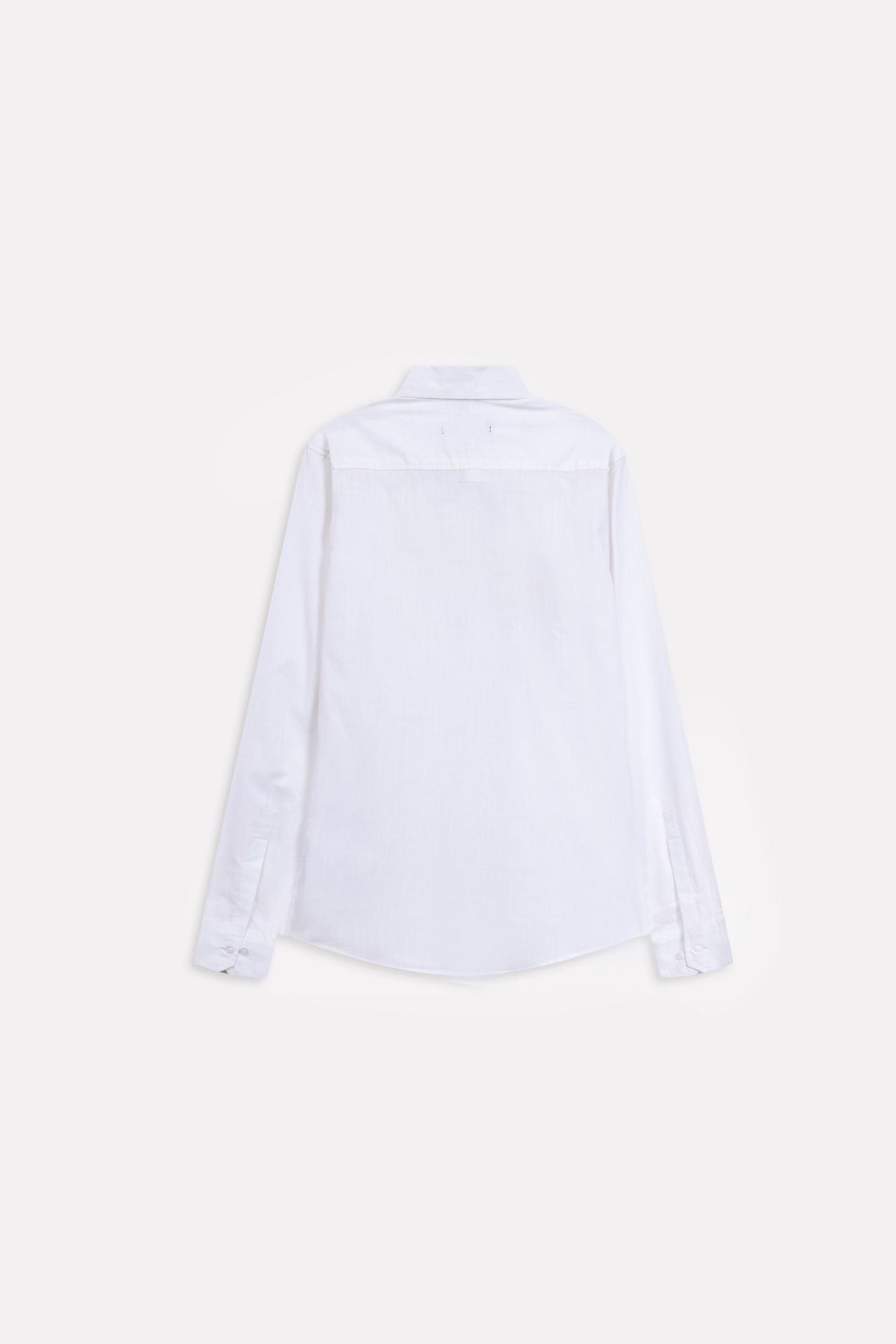 Texture and fabric detail, white regular fit cotton shirt, by SOLA Pakistan.