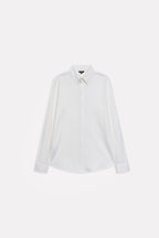 White regular fit pique shirt, alternate angle, by SOLA Pakistan.