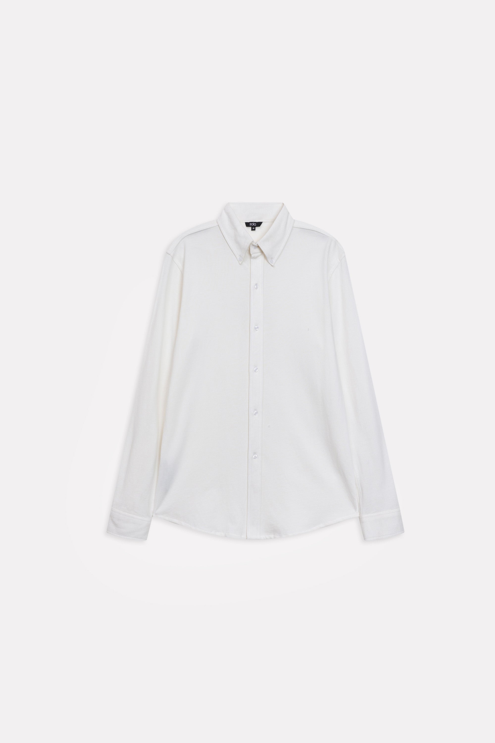 White regular fit pique shirt, alternate angle, by SOLA Pakistan.