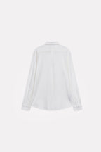 Texture and fabric detail, white regular fit pique shirt, by SOLA Pakistan.