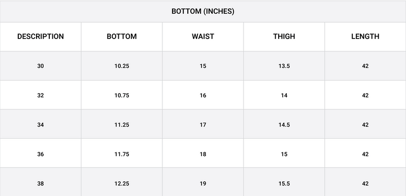Size chart for Linen Blend Drawstring Trouser