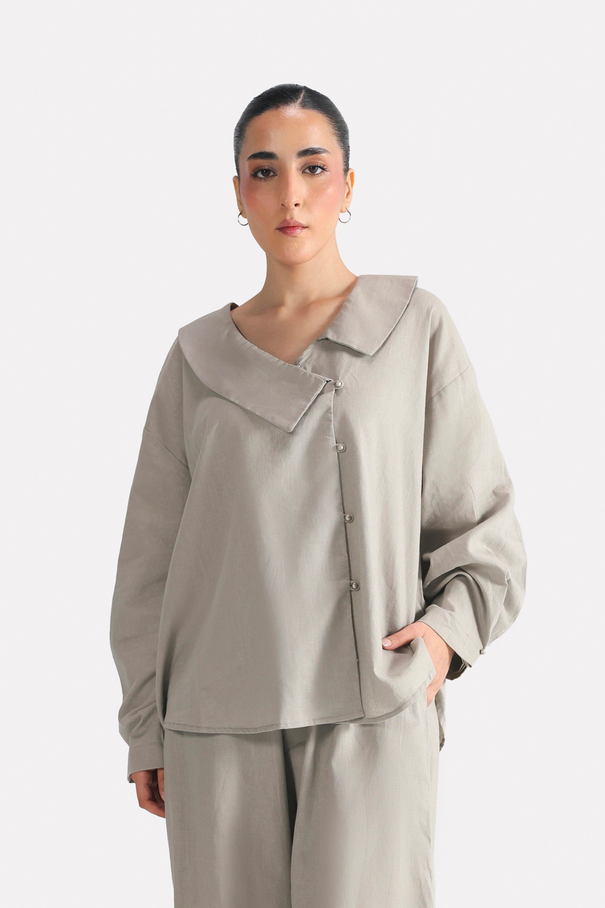 Structured Ensemble Top - Mid Grey
