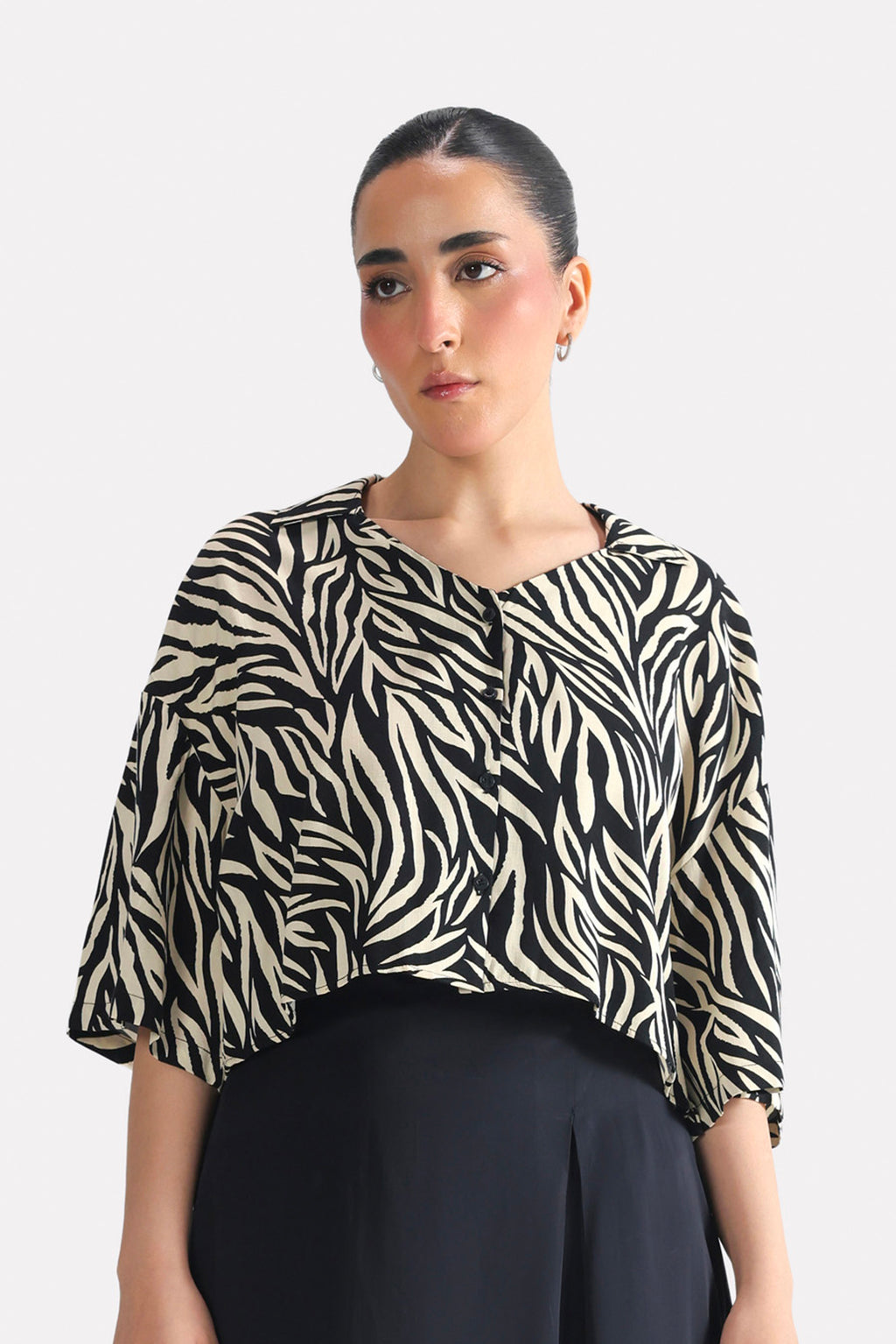 Structured Monochrome Top - White&Black