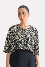 Structured Monochrome Top - White&Black