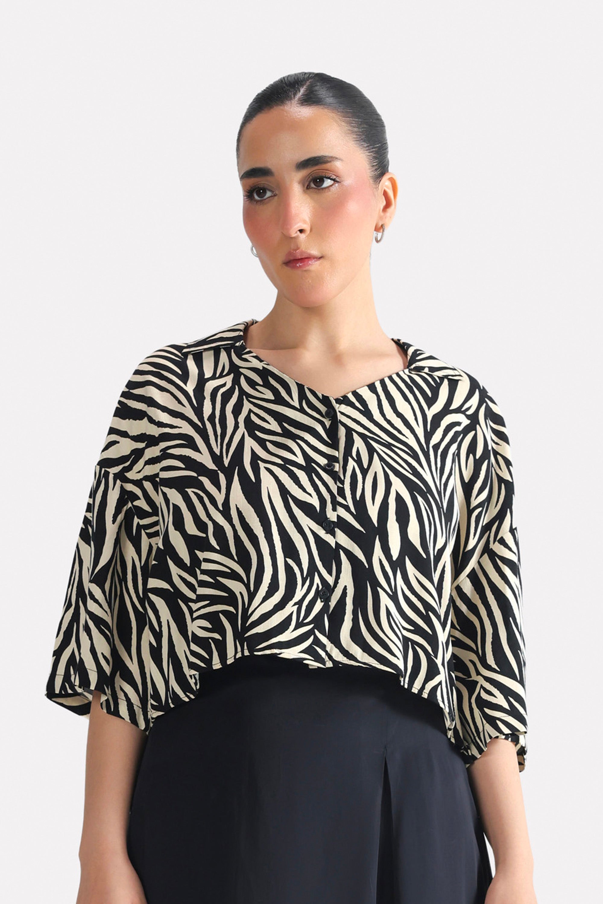 Structured Monochrome Top - White&Black
