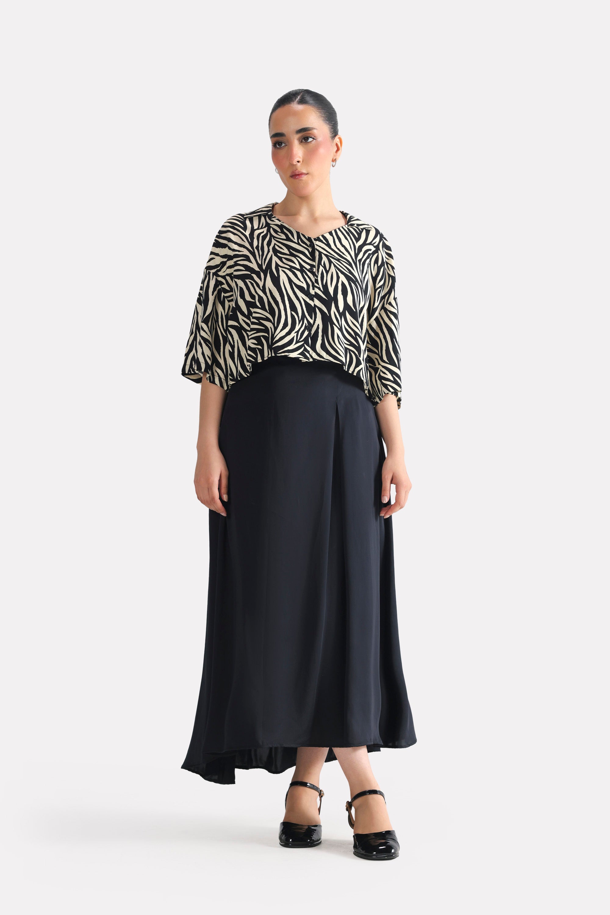 Structured Monochrome Top - White&Black