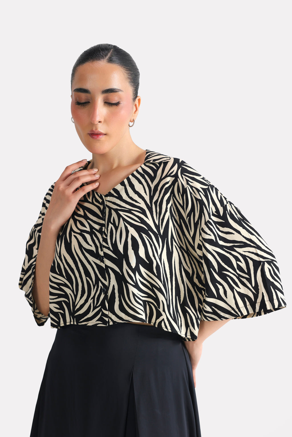 Structured Monochrome Top - White&Black