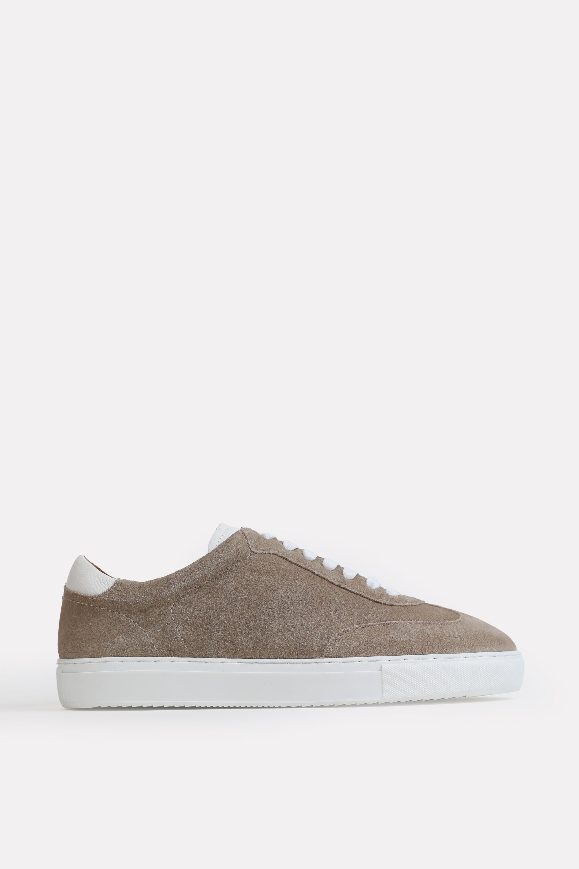 Suede Leather Lace Up Trainer - Beige