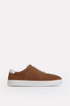 Suede Leather Lace Up Trainer - Brown