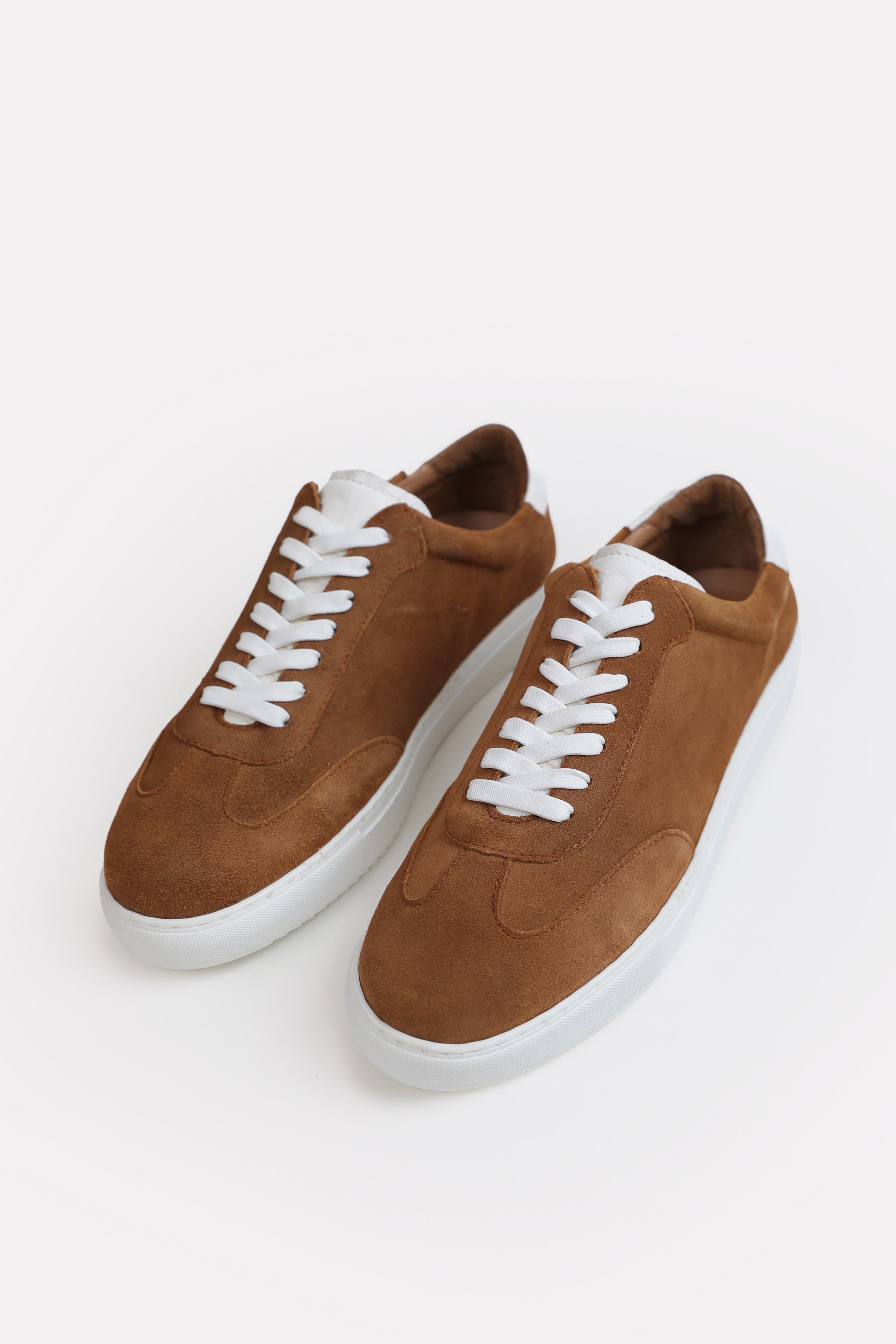 Suede Leather Lace Up Trainer - Brown