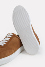 Suede Leather Lace Up Trainer - Brown