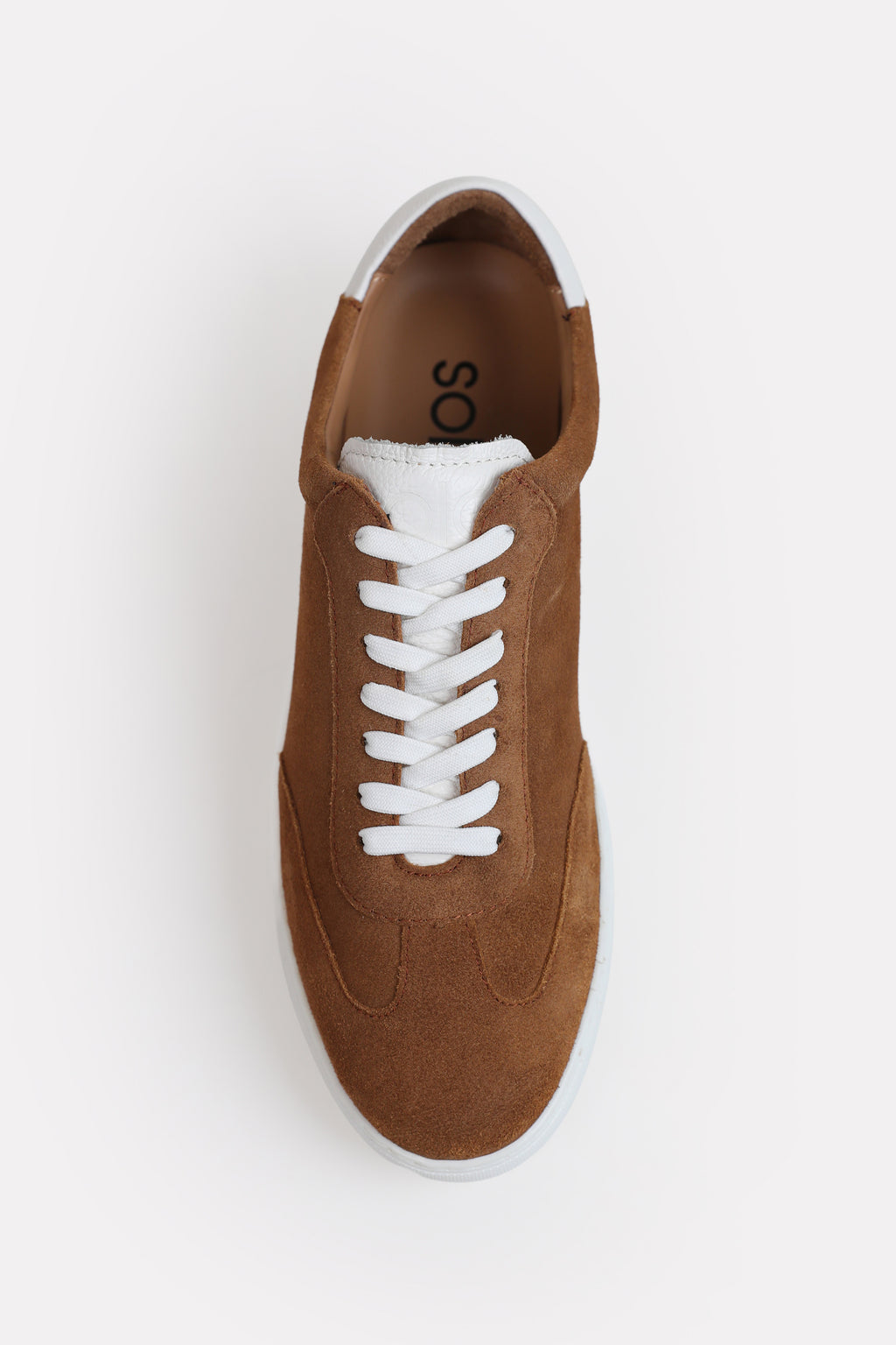 Suede Leather Lace Up Trainer - Brown