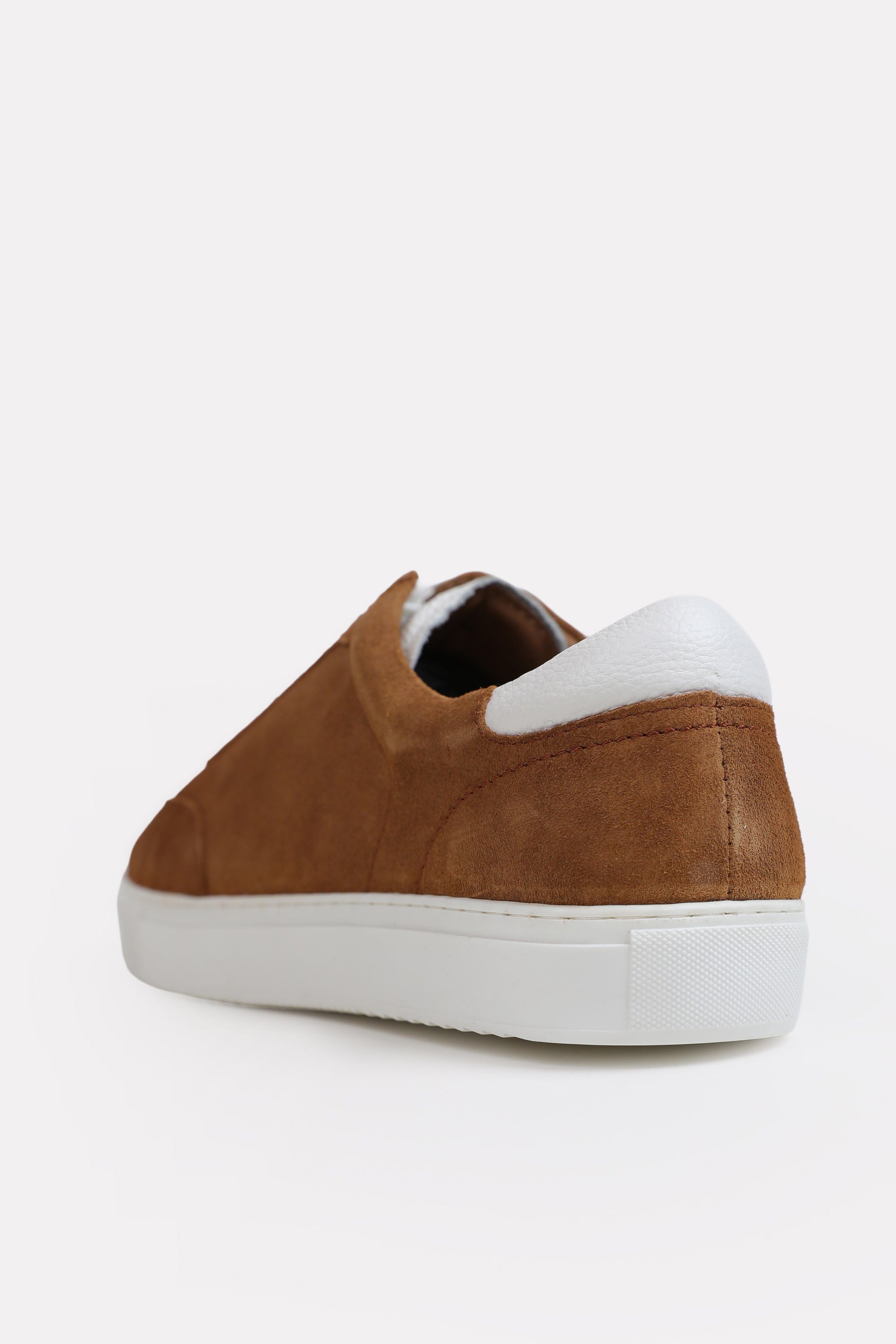 Suede Leather Lace Up Trainer - Brown