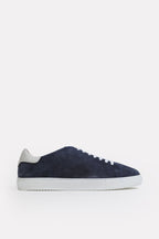 Suede Leather Trainers-Detailed Heel - Blue